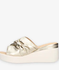 Melluso 019237-DIAMOND-PLATINO Sandali scalzati platino con zeppa