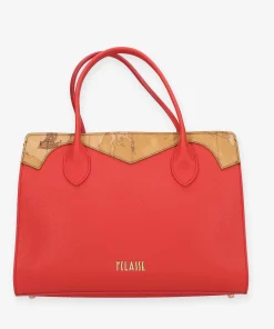 Alviero Martini Prima Classe Borsa a mano in saffiano rosso e Geo Classic
