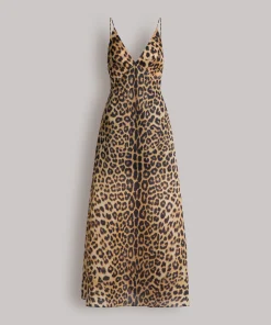 Alternative view of Abito lungo in organza stampa leopardo