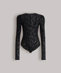 Alternative view of Body in pizzo di lana a maniche lunghe