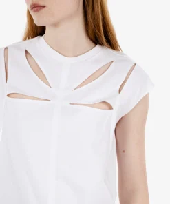 T-shirt dettaglio cut-out gesso
