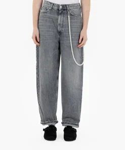 Alternative view of Jeans baggy con perle grigio